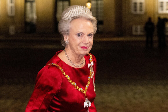 La princesse Benedikte de Danemark - La famille royale de Danemark arrive au dîner de Nouvel An au palais d'Amalienborg de Copenhague, Danemark, le 1er janvier 2023. 