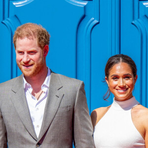 Le prince Harry, duc de Sussex et Meghan Markle, duchesse de Sussex, arrivent à l'hôtel de ville pour l'événement Invictus Games Dusseldorf 2023 One Year to Go, à Düsseldorf, Allemagne, le 6 septembre 2022. 