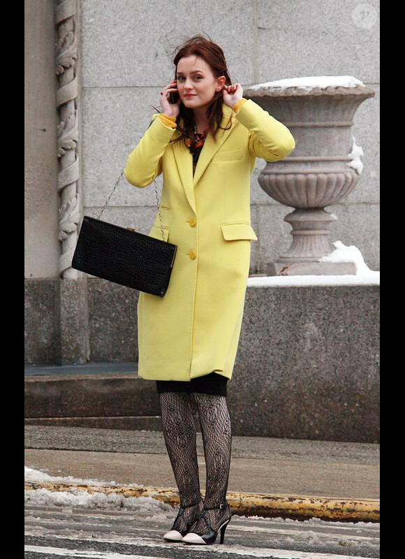Leighton Meester sur le tournage de Gossip Girl, le 17 février 2010 à New York
