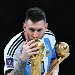 Lionel (Leo) Messi lors de la finale " Argentine - France " de la Coupe du Monde 2022 au Qatar (FIFA World Cup Qatar). © Philippe Perusseau / Bestimage