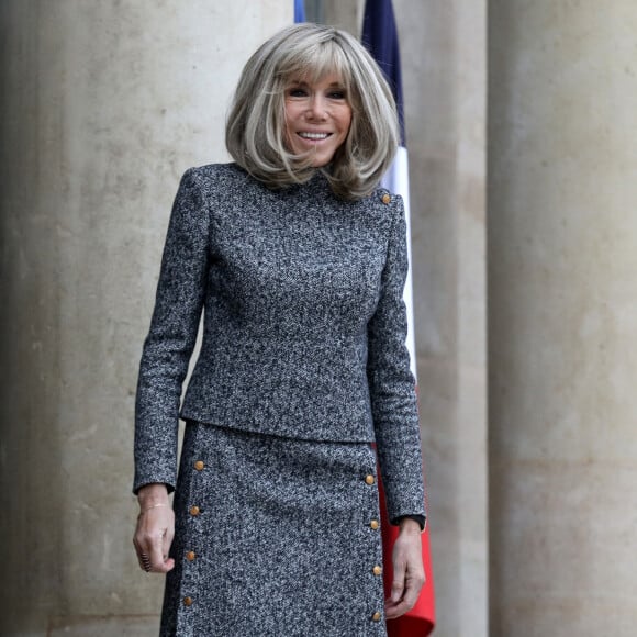 Brigitte Macron reçoit la première dame de l'Ukraine Olena Zelenska au palais de l'Elysée à Paris le 12 décembre 2022. © Stéphane Lemouton / Bestimage