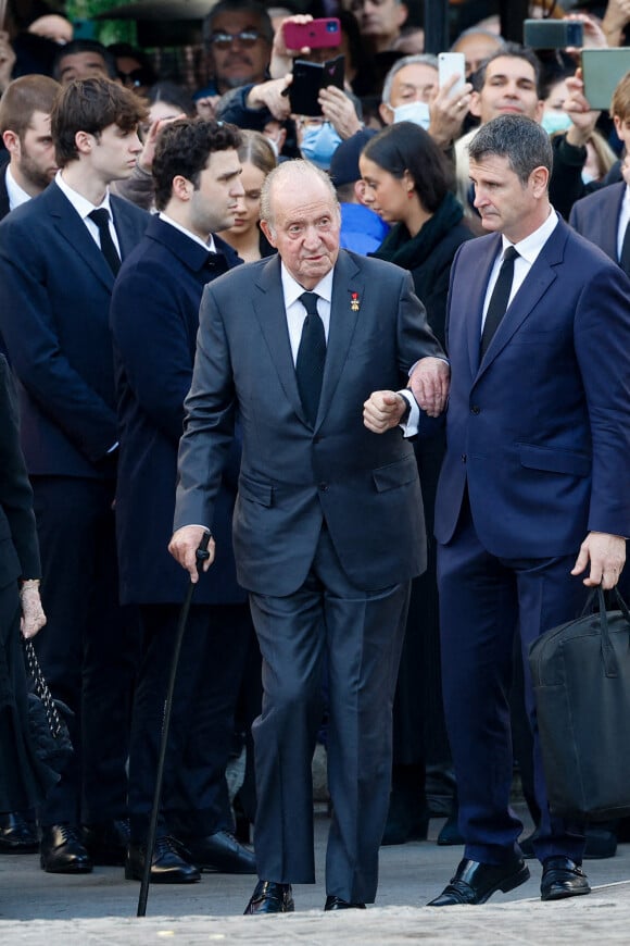 Le roi Juan Carlos d'Espagne - Arrivées aux obsèques du roi Constantin II de Grèce en la cathédrale métropolitaine d'Athènes. Le 16 janvier 2023. © Cyril Moreau / Bestimage 