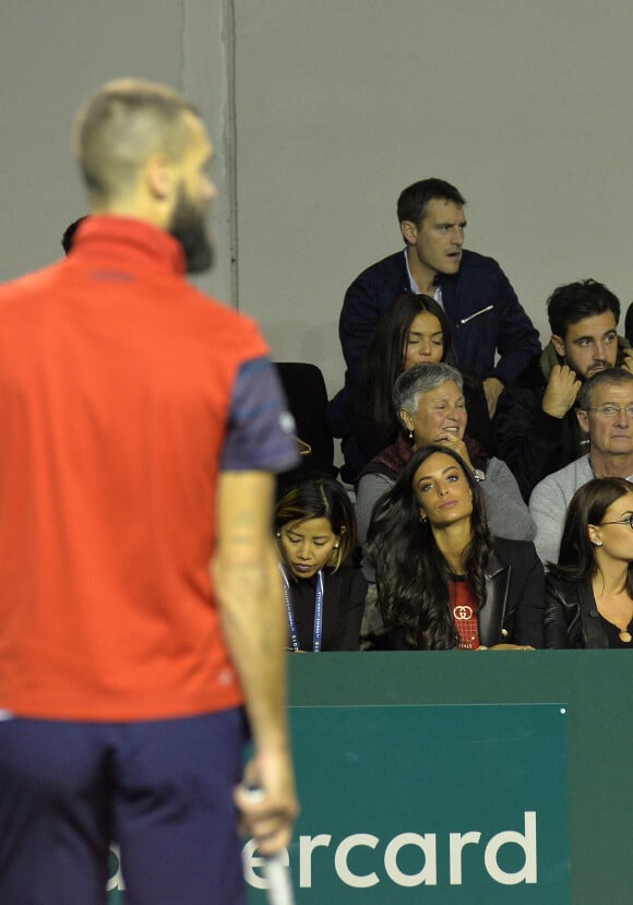 Jade Foret (Lagardère) et les parents de B. Paire, Philippe et Eliane Paire, dans les tribunes du match "Benoît Paire/Fernando Verdasco - Rohan Bopanna/Denis Shapovalov (4/6 - 5/7)" lors du tournoi Rolex Paris Masters 2019, le 30 octobre 2019. © Perusseau-Veeren/Bestimage 