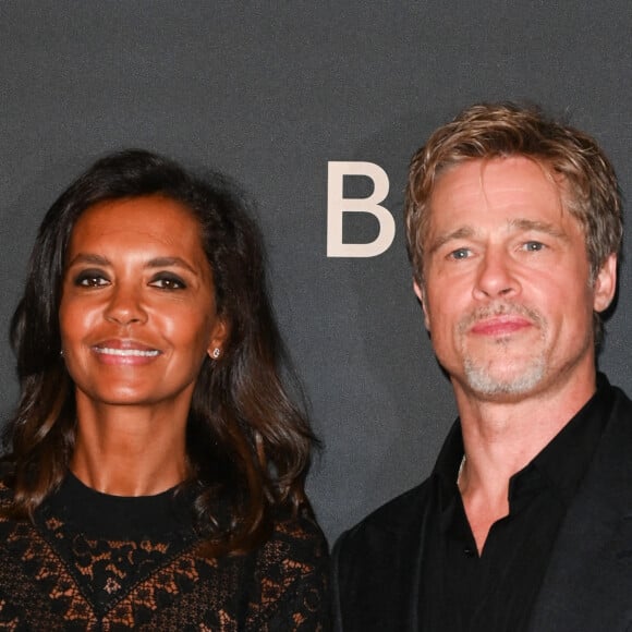 Brad Pitt et Karine Le Marchand à la première du film "Babylon" au cinéma Le Grand Rex à Paris, France, le 14 janvier 2023. © Coadic Guirec/Bestimage