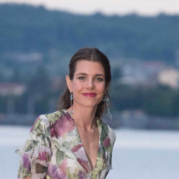 Charlotte Casiraghi et son compagnon Gad Elmaleh - Arrivées pour la soirée de mariage de Pierre Casiraghi et Beatrice Borromeo au château Rocca Angera (château appartenant à la famille Borromeo) à Angera sur les Iles Borromées, sur le Lac Majeur, le 1er août 2015. 