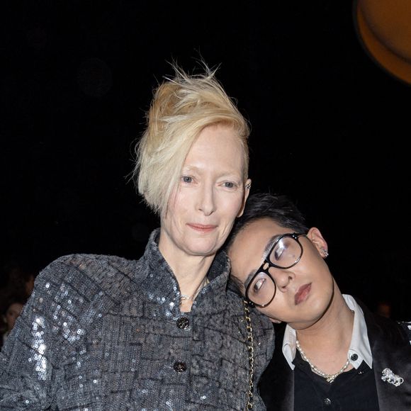 Tilda Swinton et G Dragon - Front Row au deuxième défilé de mode Haute-Couture Chanel au Grand Palais Éphémère lors de la Fashion Week Printemps-été 2023 de Paris, France, le 24 janvier 2023. © Olivier Borde/Bestimage 