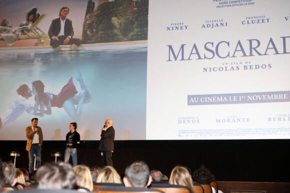 Nicolas Bedos et Marine Vatch lors de la présentation du film "Mascarade" au cinéma UGC Ciné Cité de Bordeaux, le 21 octobre 2022. © Jean-Marc Lhomer/Bestimage