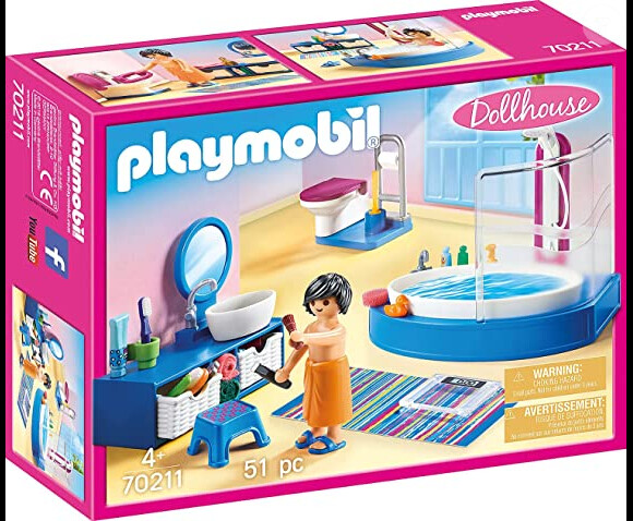 Il est temps de se préparer pour la soirée avec ce jeu Playmobil Dollhouse la salle de bain avec baignoire