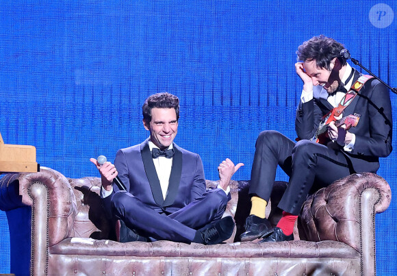 Exclusif - Mika et Vianney - Enregistrement de l'émission "Le gala des Pièces Jaunes, le concert événement" au Zenith de Paris, diffusée le 28 janvier sur France 2. Le 25 janvier 2023 © Dominique Jacovides / Bestimage 