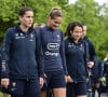 Julie Debever (France), Elise Bussaglia (France) - Entrainement de l'équipe de France féminine de football à Clairefontaine-sur-Yvelines, France, le 21 mai 2019.