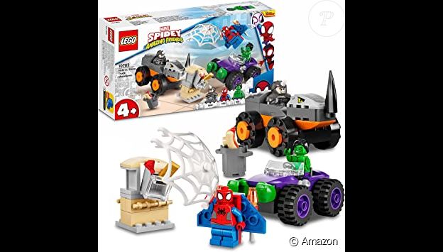 Il faut empêcher Rhino de voler le trésor avec jeu de construction Lego Marvel Spidey et ses amis extraordinaires le combat des camions