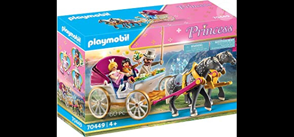 Les trajets sont un enchantement avec ce jeu Playmobil Princess calèche et couple royal