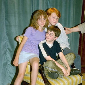 Emma Watson, Daniel Radcliffe et Rupert Grint - Conférence de presse "Harry Potter à l'école des sorciers" à Londres.
