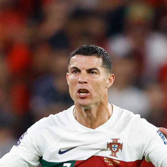Cristiano Ronaldo au match de football de quart de finale opposant le Portugal au Maroc lors de la coupe du Monde au stade Education City à Al Rayyan au Qatar, le 10 décembre 2022. © Fotoarena/Panoramic/Bestimage