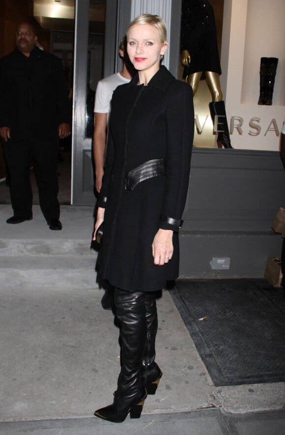 La princesse Charlene de Monaco lors de l'ouverture de la nouvelle boutique Versace Soho a New York