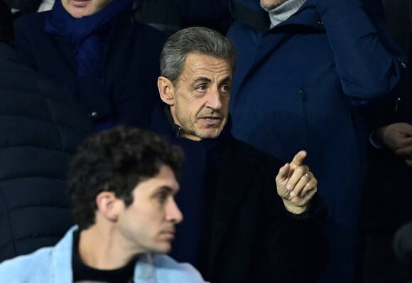 Nicolas Sarkozy - Match de 8ème de finale aller de la Ligue Des Champions 2023 (LDC) "PSG - Bayern Munich (0-1)" au Parc Des Princes, le 14 février 2023.