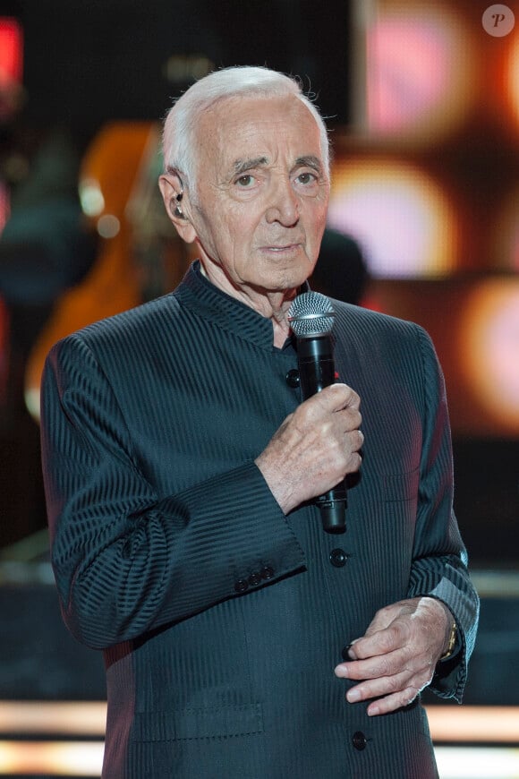 Exclusif - Charles Aznavour - Enregistrement de l'émission "Dernier Show" de Michel Sardou, au Palais des Sports à Paris. Le 12 septembre 2017. © Pierre Perusseau / Bestimage
