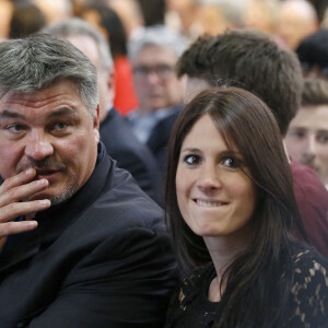 Exclusif - David Douillet présente sa nouvelle compagne Vanessa lors du congrès fondateur des Républicains au Paris Events Center de la Porte de la Villette, à Paris le 30 mai 2015.