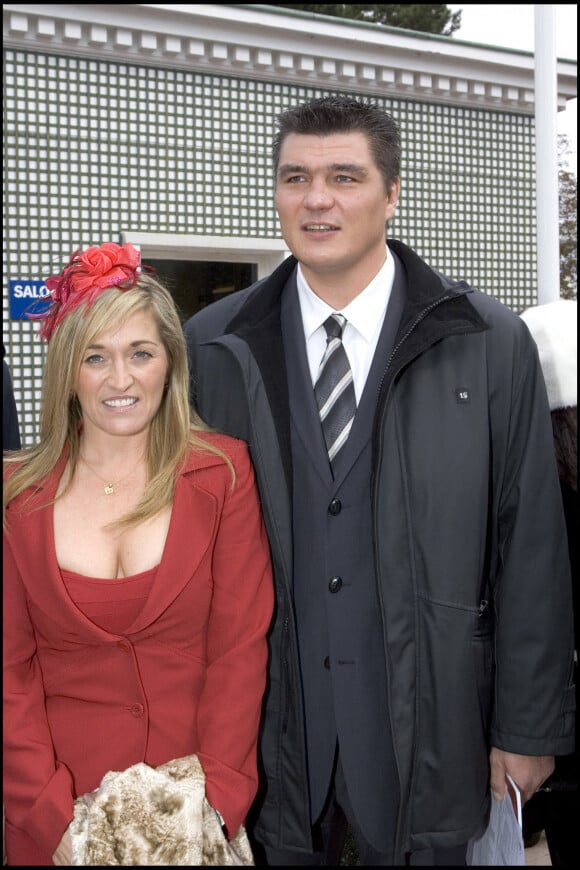 David Douillet et son ex-femme Valérie - 84e prix de l'Arc de Triomphe en 2005 sur l'hippodrome de Longchamp