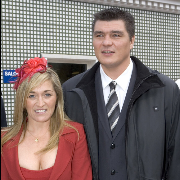 David Douillet et son ex-femme Valérie - 84e prix de l'Arc de Triomphe en 2005 sur l'hippodrome de Longchamp