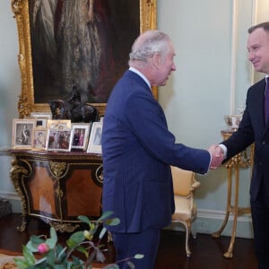 Le roi Charles III d'Angleterre en audience avec le président de Pologne Andrzej Duda au palais de Buckimgham à Londres. Le 17 février 2023 