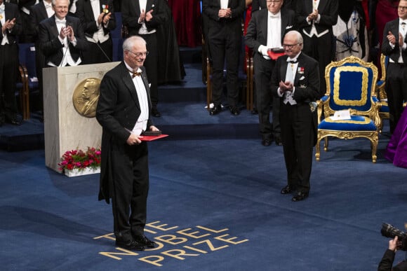 Lauréat du prix Nobel Morten Meldal (chimie) et le roi Carl XVI Gustav de Suède - La cérémonie annuelle de remise du prix Nobel au Concert Hall de Stockholm, Suède, le 10 décembre 2022. 
