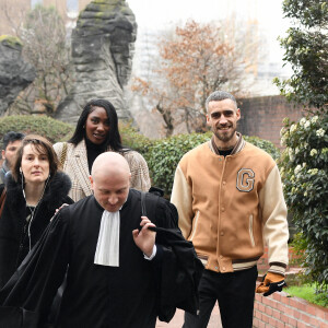 Aya Nakamura et son ex-conjoint Vladimir Boudnikoff arrivent au tribunal judiciaire de Seine-Saint-Denis pour être jugé pour "violences par conjoint" le 26 janvier 2023. © Pierre Perusseau / Bestimage 
