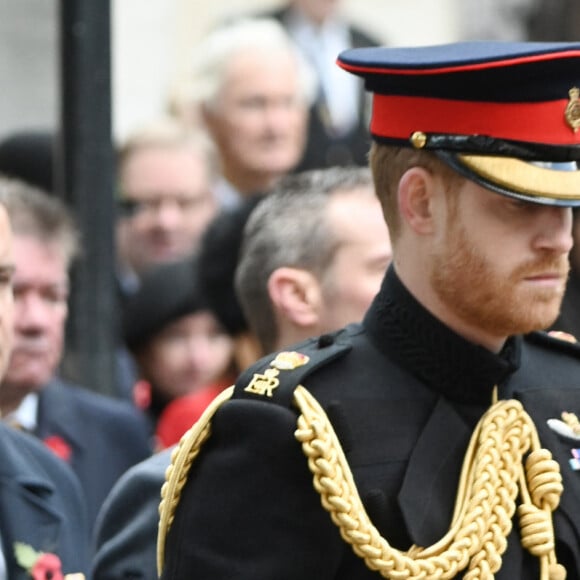 Le prince Harry, duc de Sussex, et Meghan Markle, duchesse de Sussex, assistent au 'Remembrance Day', une cérémonie d'hommage à tous ceux qui sont battus pour la Grande-Bretagne, à Westminster Abbey, le 7 novembre 2019. © Ray Tang via Zuma Press/Bestimage