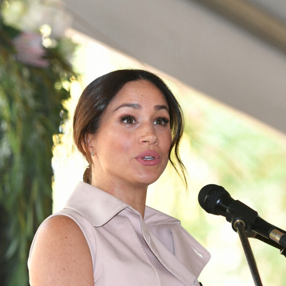 Le prince Harry, duc de Sussex, et Meghan Markle, duchesse de Sussex, se rendent à la réception des industries créatives et des entreprises à Johannesburg, le 2 octobre 2019. Sur place, le couple princier rencontre des représentants des milieux d'affaires britanniques et sud-africains dont des jeunes entrepreneurs locaux. 