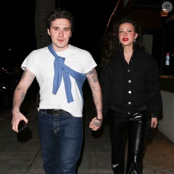 Brooklyn Beckham et sa femme Nicola Peltz sont allés dîner en amoureux le jour de la Saint-Valentin à Beverly Hills le 14 février 2023. 