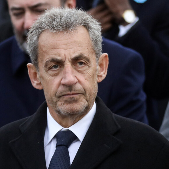 Nicolas Sarkozy lors de la commémoration marquant le 104ème anniversaire de l'Armistice du 11 novembre 1918, mettant fin à la Première Guerre mondiale (WWI) à l'Arc de Tromphe sur la Place de l'Etoile à Paris, France, le 11 novembre 2022. © Stéphane Lemouton/Bestimage