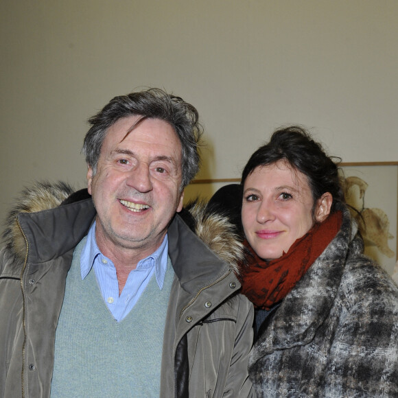 Daniel Auteuil et sa femme Aude - Vernissage de l'exposition d'Emmanuelle Cosso Merad et de Pierre-Marie Brisson a l'Atelier-galerie Clot a Paris le 6 Decembre 2012.