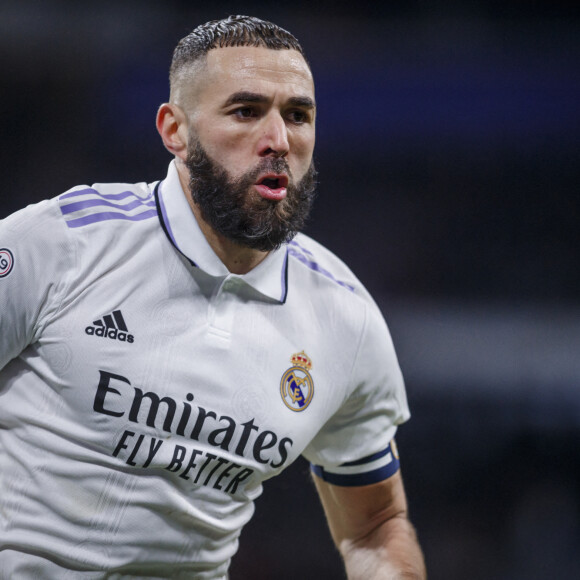 Karim Benzema du Real Madrid lors du match de football de la Coupe du Roi quart de finale opposant le Real Madrid et l'Atlético de Madrid à stade l'Estadio Santiago Bernabeu à Madrid, Espagne le 27 janvier 2023. Le Real a gagné 3-1. © Pablo Garcia/DAX/Zuma Press/Bestimage 