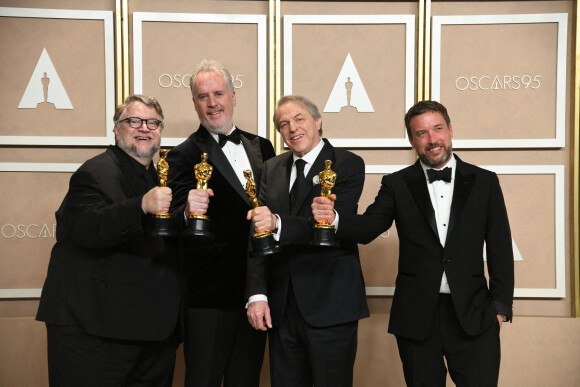 Guillermo Del Toro, Mark Gustafson, Gary Ugar et Alex Bulkley - 95e édition de la cérémonie des Oscars à Los Angeles, le 12 mars 2023. © Kevin Sullivan via Zuma Press/Bestimage