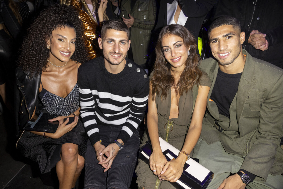 Photo : Un nouveau soutien pour Achraf Hakimi, qui a été sélectionné pour  les prochains matchs du Maroc par son sélectionneur Marco Verratti et sa  femme Jessica Aidi, Achraf Hakimi et sa