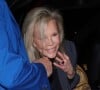 Kim Basinger, arrive à la baby shower de sa fille au Jumbo's Clown Room à Hollywood, Los Angeles, Californie, Etats-Unis, le 6 mars 2023. L'actrice était main dans la main avec son compagnon Mitch Stone. 