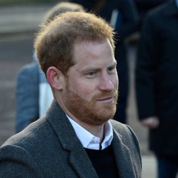 Le prince Harry, duc de Sussex, et Meghan Markle, duchesse de sussex, enceinte, lors d'une visite à Birkenhead le 14 janvier 2019. 