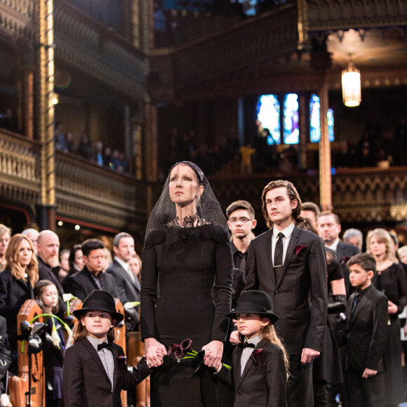 Céline Dion, ses enfants René-Charles Angélil, les jumeaux Nelson Angélil et Eddy Angélil - Intérieur des obsèques nationales de René Angélil en la Basilique Notre-Dame de Montréal, le 22 janvier 2016. © Olivier Samson Arcand / OSAIMAGES / FEELING via Bestimage
