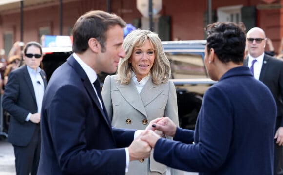 Le président français Emmanuel Macron et sa femme Brigitte arrivent à La Nouvelle-Orleans. Le 2 décembre 2022. © Dominique Jacovides / Bestimage 