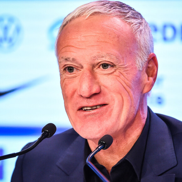 Le sélectionneur de l'équipe de France, Didier Deschamps lors de la conférence de presse pour la liste des joueurs sélectionnés pour les éliminatoires de l'UEFA Euro 2024 au siège de la Fédération Française e Football (FFF), à Paris, France, le 16 mars 2023. © Matthieu Mirville/Zuma Press/Bestimage