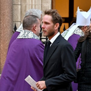 Andréa Casiraghi - Sortie de la messe en mémoire du prince Rainier III en la cathédrale de Monaco, le 5 avril 2023. © Bruno Bebert / Bestimage