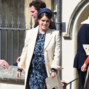 La jeune femme de 33 ans est enceinte de son 2ème enfant dont la naissance est prévue pour l'été
La princesse Eugenie, duchesse d'York (enceinte) et son mari Jack Brooksbank - La famille royale du Royaume Uni quitte la chapelle Saint George après la messe de Pâques au château de Windsor le 9 avril 2023. 