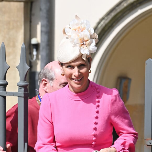 Zara Phillips (Zara Tindall) - La famille royale du Royaume Uni arrive pour assister à la messe de Pâques à la chapelle Saint Georges au château de Windsor, le 9 avril 2023. 