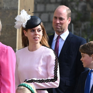 Lena Tindall, La princesse Beatrice d'York Le prince William, prince de Galles, Le prince George de Galles,- La famille royale du Royaume Uni arrive à la chapelle Saint George pour la messe de Pâques au château de Windsor le 9 avril 2023. 