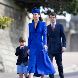 La famille royale du Royaume Uni va assister à la messe de Pâques à la chapelle Saint Georges au château de Windsor, le 9 avril 2023. 