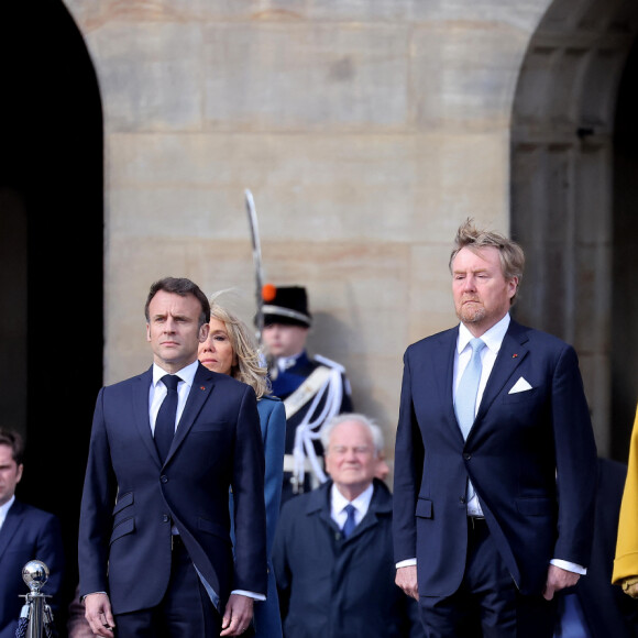 Accueil officiel du Président Emmanuel Macron et de Brigitte Macron par le Roi Willem-Alexander et la Reine Máxima des Pays-Bas au palais royal à Amsterdam le 11 avril 2023. © Dominique Jacovides / Bestimage 