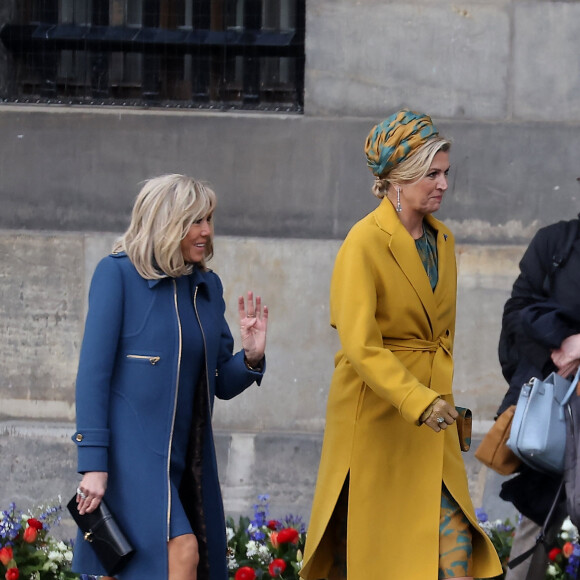 Accueil officiel du Président Emmanuel Macron et de Brigitte Macron par le Roi Willem-Alexander et la Reine Máxima des Pays-Bas au palais royal à Amsterdam le 11 avril 2023. © Dominique Jacovides / Bestimage 