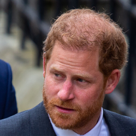 Le prince Harry, duc de Sussex, à la sortie du procès contre l'éditeur du journal "Daily Mail" à Londres, le 30 mars 2023. © Tayfun Salci/Zuma Press/Bestimage 