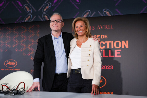 Iris Knobloch et Thierry Frémaux - Conférence de presse d'annonce de la sélection officielle du 76e Festival de Cannes au cinéma UGC Normandie à Paris, le 13 avril 2023. © Cyril Moreau / Bestimage