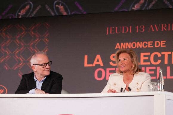La 76 édition du Festival de Cannes aura lieu du 16 au 27 mai 2023.
Iris Knobloch et Thierry Frémaux - Conférence de presse d'annonce de la sélection officielle du 76e Festival de Cannes au cinéma UGC Normandie à Paris, le 13 avril 2023. © Cyril Moreau / Bestimage